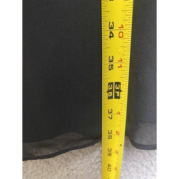 White House Black Market Black Ruched Top Chiffon A-Line Dress Womens Size 2 - Picture 6 of 9